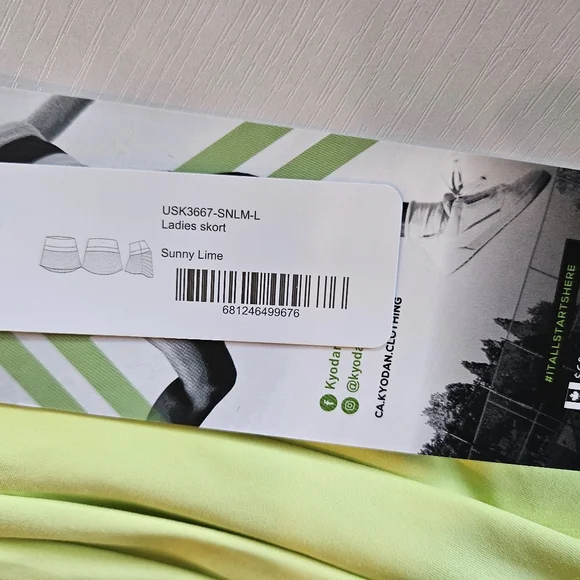 Kyodan Tennis pickleball skort lime green skirt  sz M/L  pleated  NEW - Picture 4 of 6
